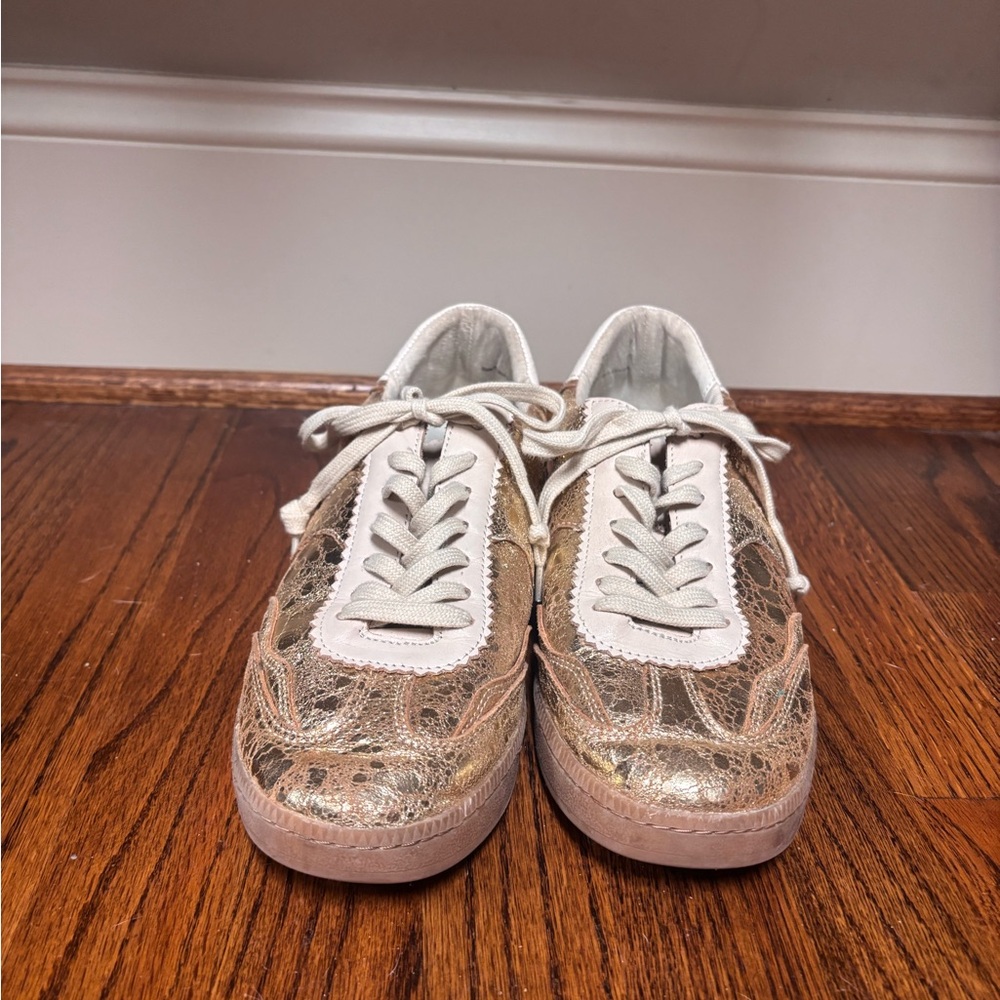 DV by Dolce Vita Gold and White Sneakers